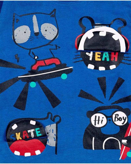 T-shirt en maille bleu et noir Connect Boy T-shirt en maille bleu et noir Connect Boy