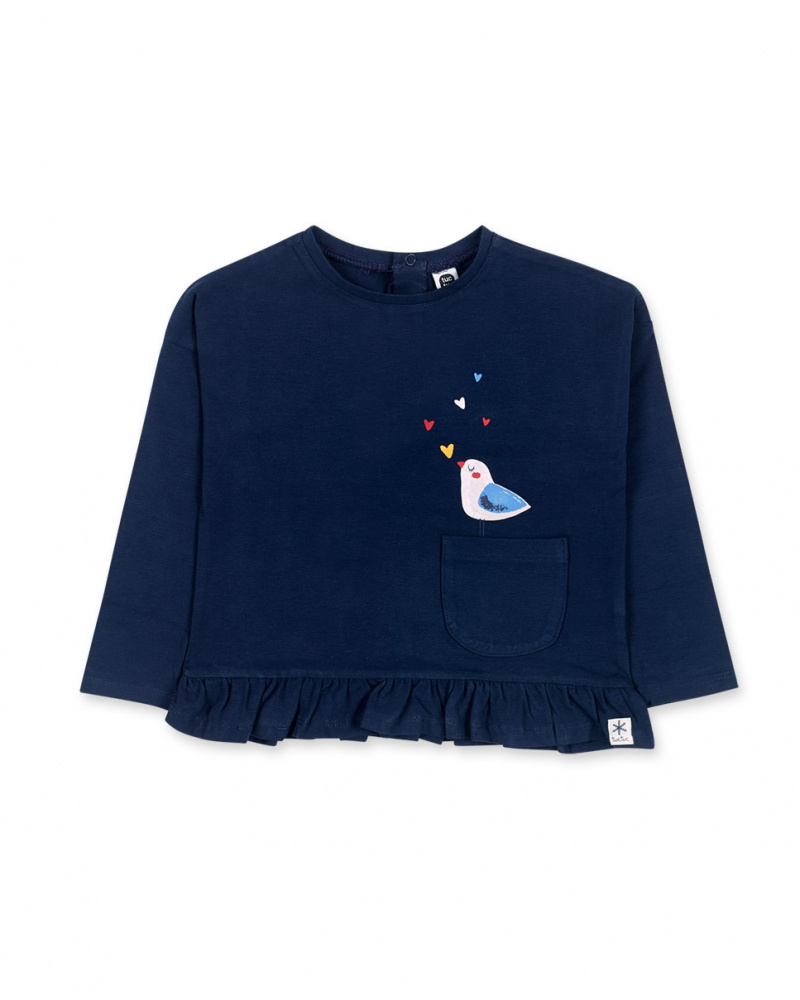 T-shirt en maille bleu fille Fishing Club