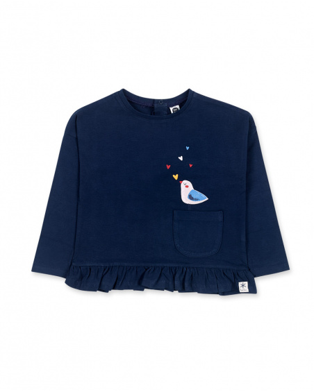 T-shirt en maille bleu fille Fishing Club T-shirt en maille bleu fille Fishing Club
