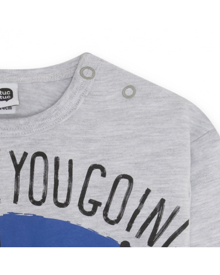 T-shirt garçon Connect gris et bleu en maille T-shirt garçon Connect gris et bleu en maille