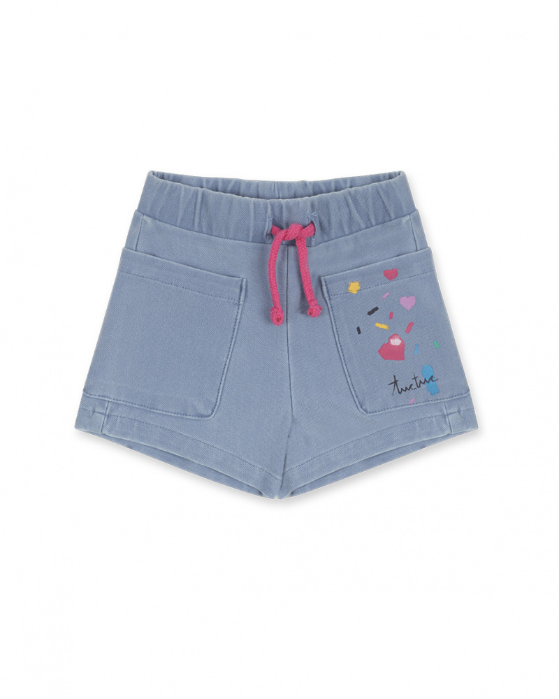Short en maille bleu fille Hip Hip Hooray!