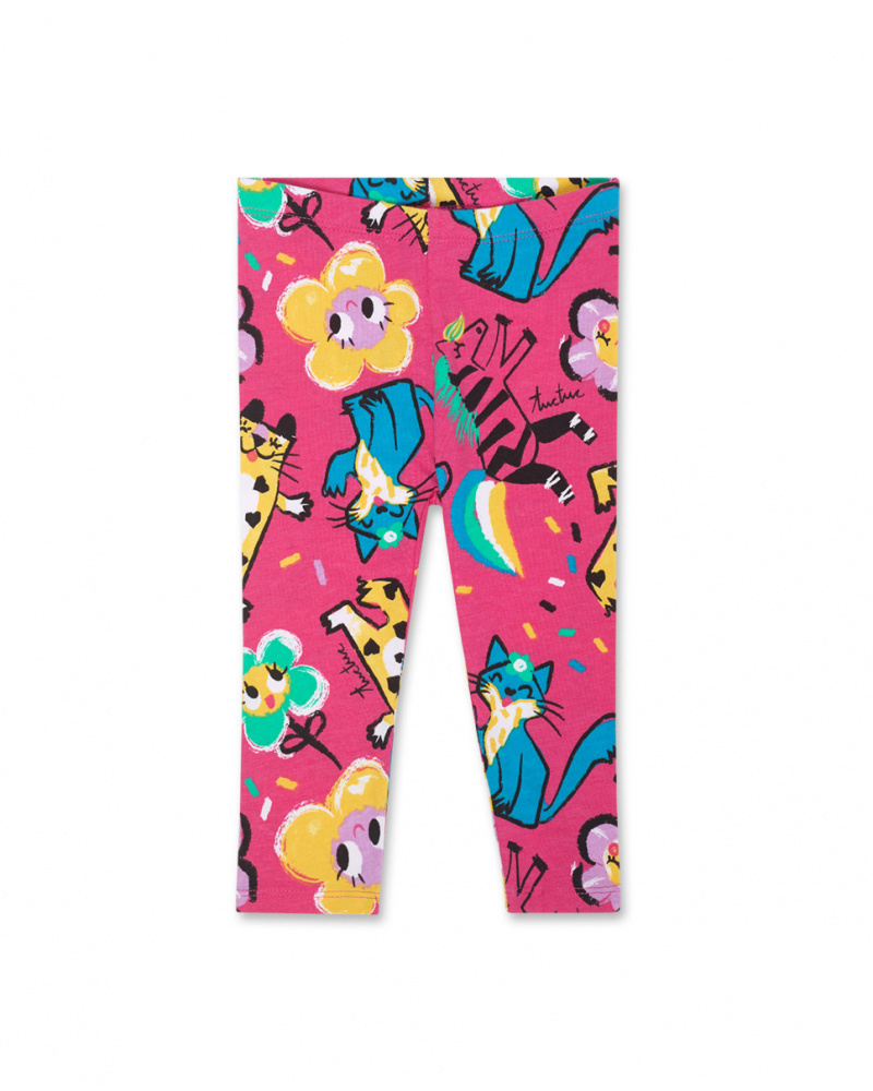 Legging en maille fuchsia pour fille Hip Hip Hooray!