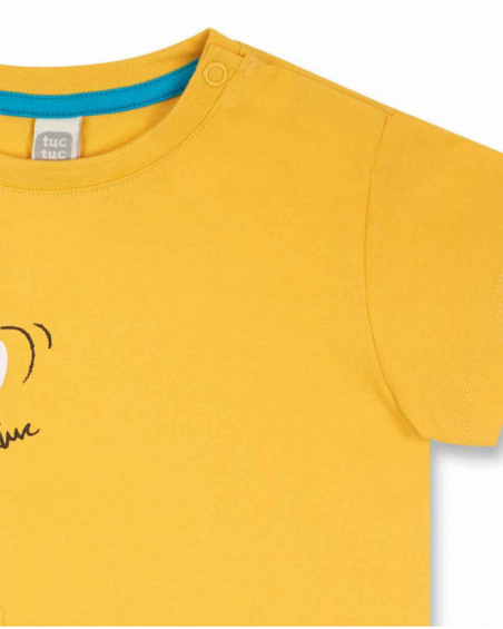 T-shirt en maille jaune pour garçon Hip Hip Hooray!
