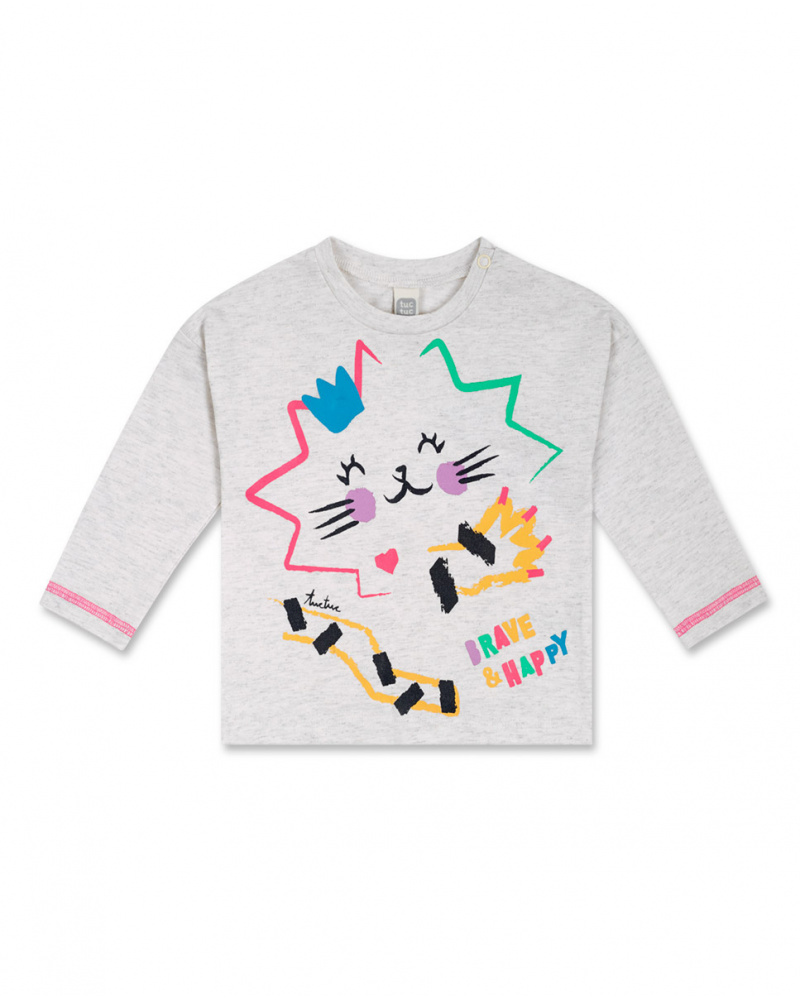 T-shirt en maille beige pour fille Hip Hip Hooray!