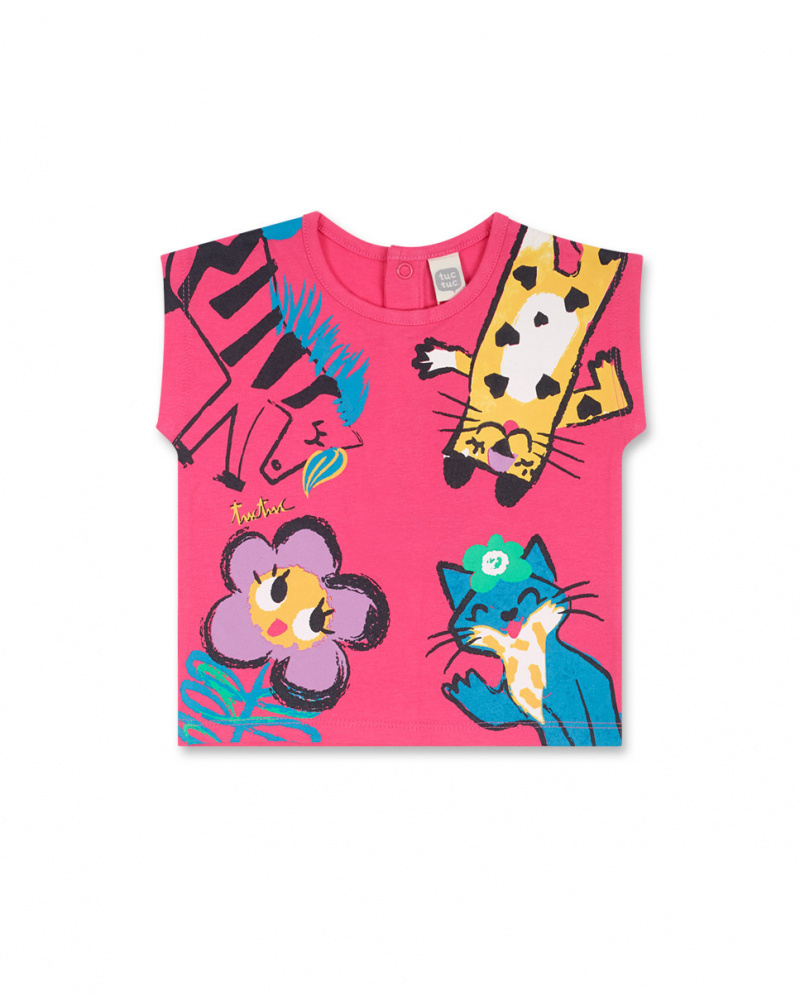 T-shirt en maille fuchsia pour fille Hip Hip Hooray!