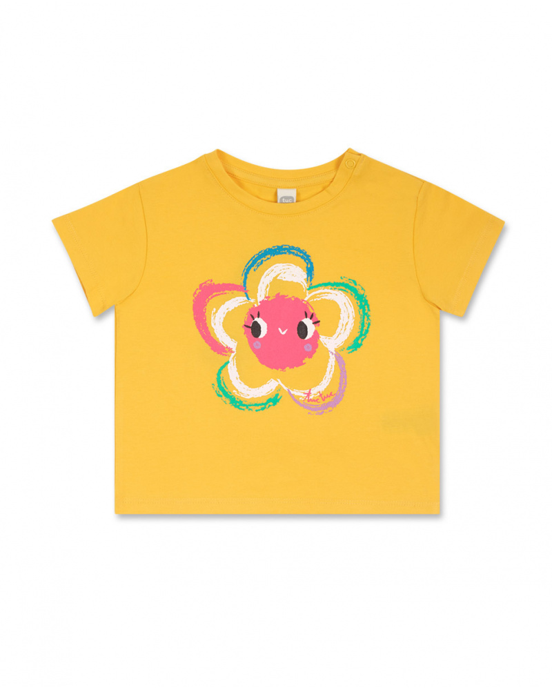 T-shirt en maille jaune pour fille Hip Hip Hooray!