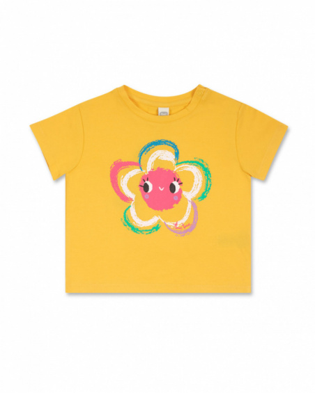 T-shirt en maille jaune pour fille Hip Hip Hooray!