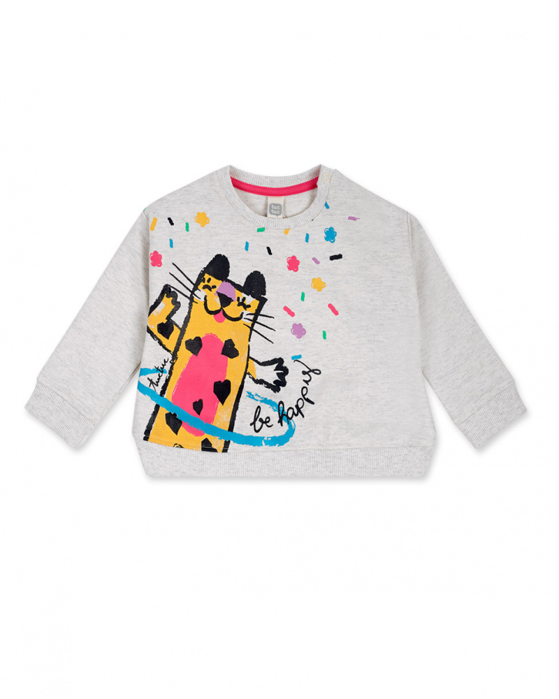 Sweat molleton beige pour fille Hip Hip Hooray!