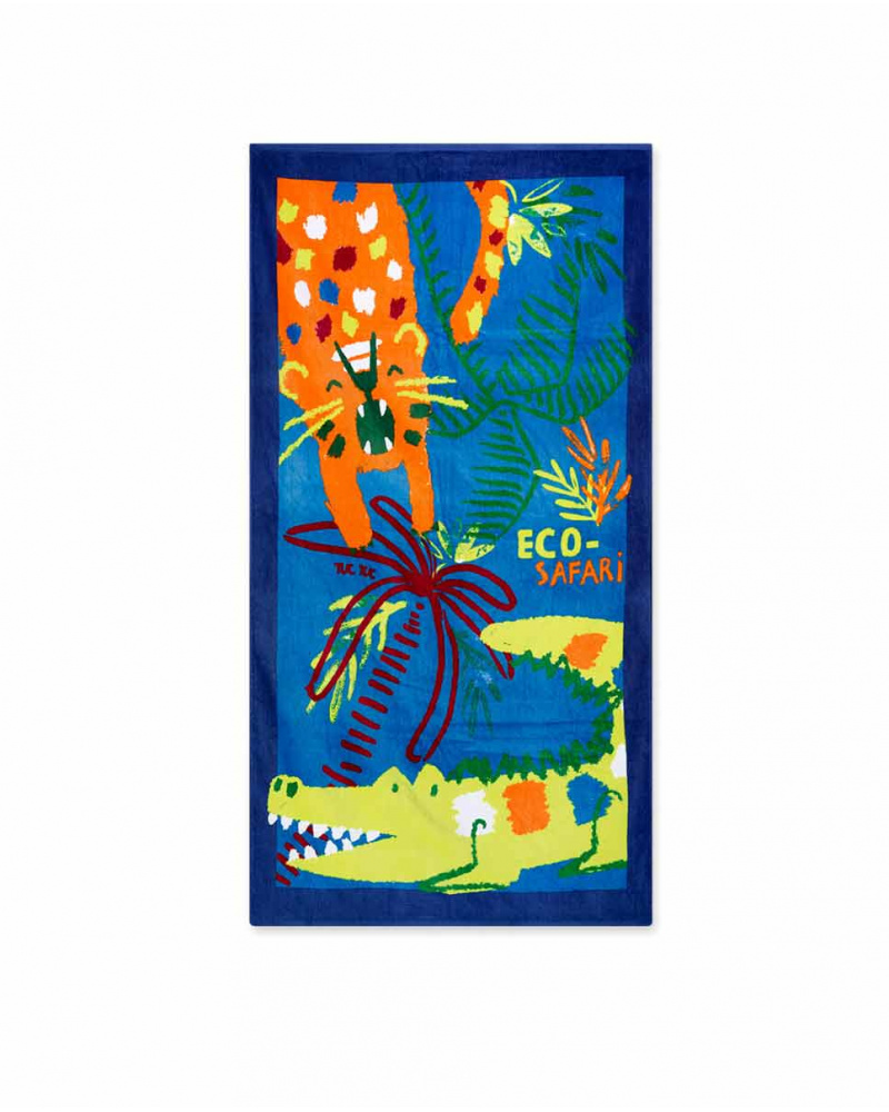 Serviette bleu garçon Eco-Safari