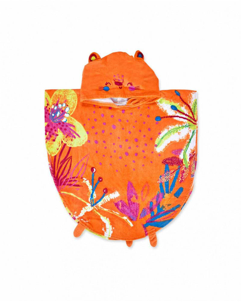 Serviette poncho orange pour fille Eco-Safari