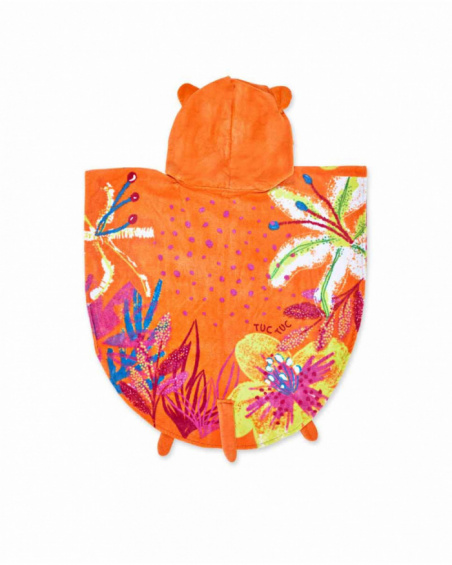 Serviette poncho orange pour fille Eco-Safari Serviette poncho orange pour fille Eco-Safari