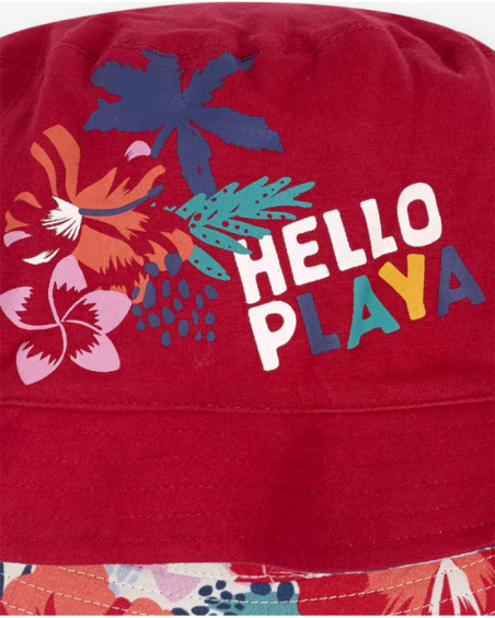Casquette plate réversible rouge fille Hello Playa Casquette plate réversible rouge fille Hello Playa