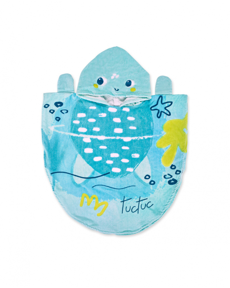 Serviette poncho bleu pour garçon Tortues