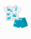 Ensemble tricot mousseline blanc bleu garçon Tortues Ensemble tricot mousseline blanc bleu garçon Tortues