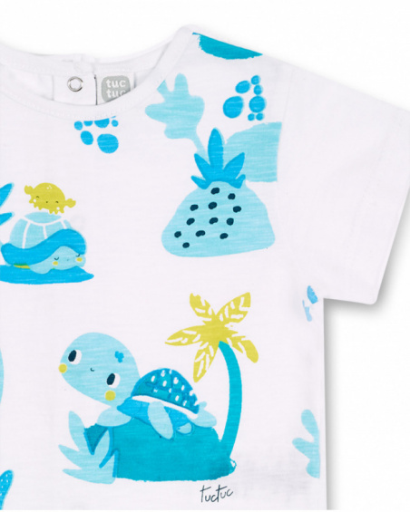 Ensemble tricot mousseline blanc bleu garçon Tortues Ensemble tricot mousseline blanc bleu garçon Tortues