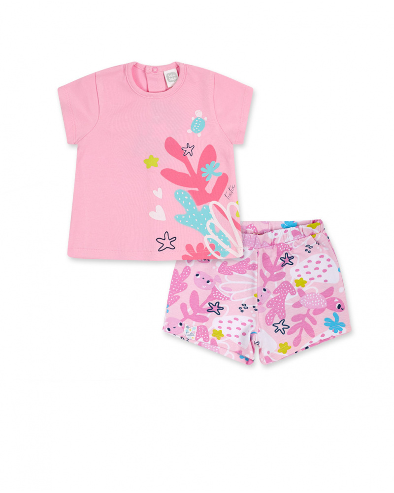 Ensemble tricot rose pour fille Tortues