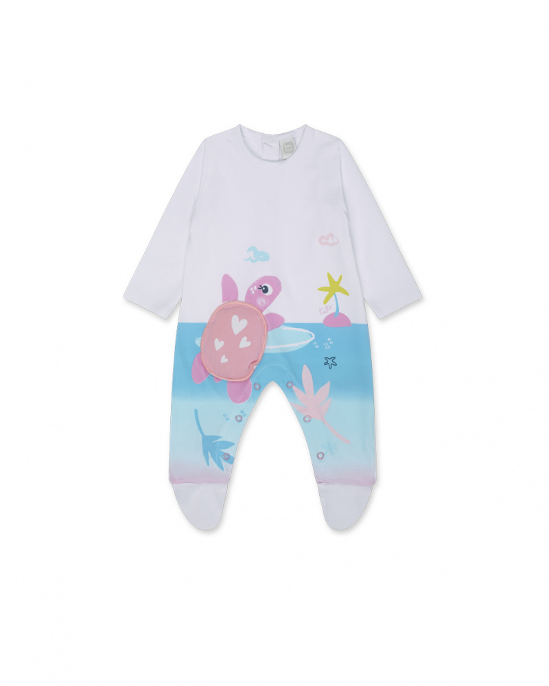 Barboteuse en maille blanche pour fille Turtles