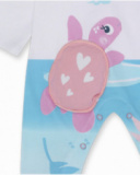 Barboteuse en maille blanche pour fille Turtles Barboteuse en maille blanche pour fille Turtles