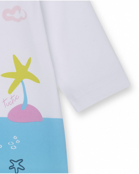 Barboteuse en maille blanche pour fille Turtles Barboteuse en maille blanche pour fille Turtles