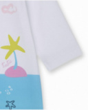 Barboteuse en maille blanche pour fille Turtles Barboteuse en maille blanche pour fille Turtles