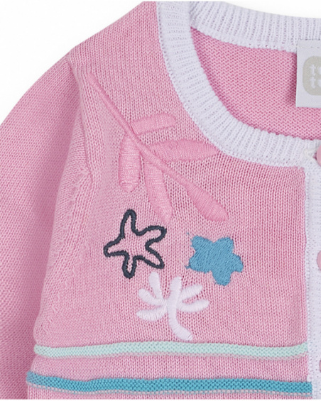 Veste tricot rose pour fille Turtles Veste tricot rose pour fille Turtles