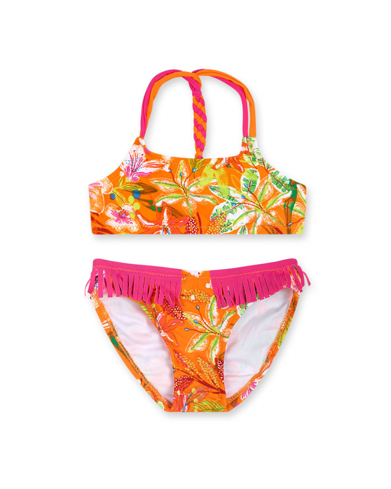 Bikini imprimé orange fille Eco-Safari