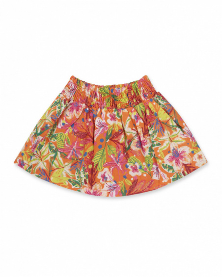 Jupe popeline orange pour fille Eco-Safari Jupe popeline orange pour fille Eco-Safari