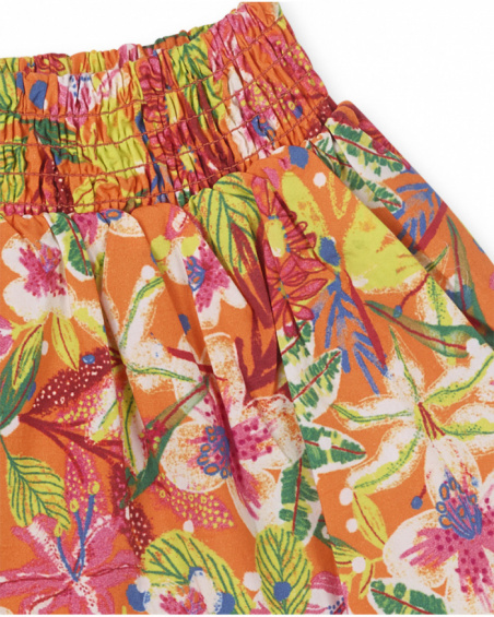 Jupe popeline orange pour fille Eco-Safari Jupe popeline orange pour fille Eco-Safari