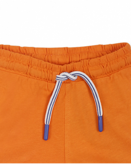 Bermuda en maille orange pour garçon Eco-Safari Bermuda en maille orange pour garçon Eco-Safari