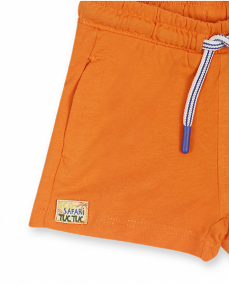 Bermuda en maille orange pour garçon Eco-Safari Bermuda en maille orange pour garçon Eco-Safari