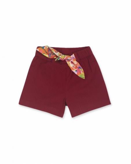 Short fille Eco-Safari bordeaux Short fille Eco-Safari bordeaux