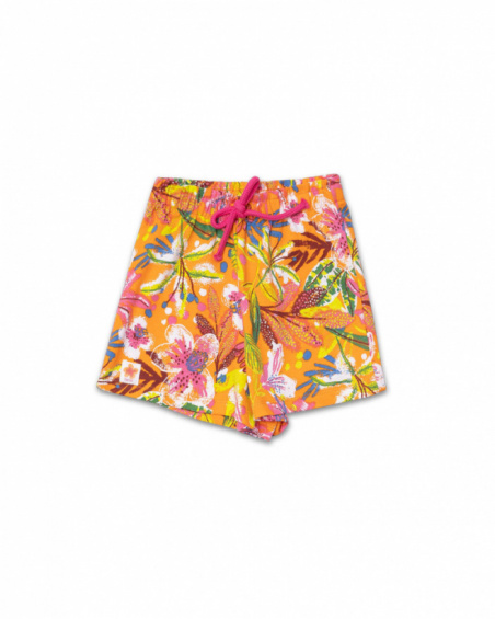 Short en maille orange fille Eco-Safari Short en maille orange fille Eco-Safari