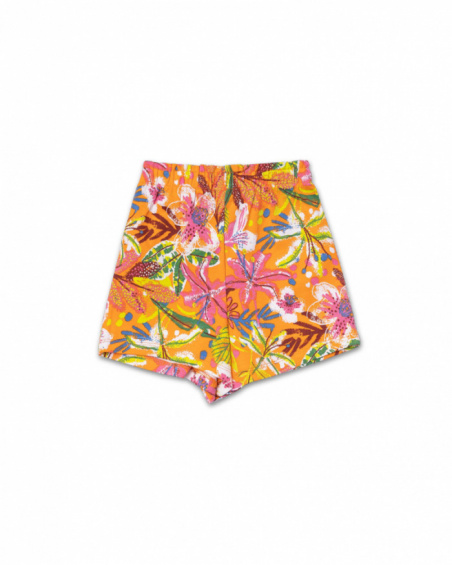 Short en maille orange fille Eco-Safari Short en maille orange fille Eco-Safari