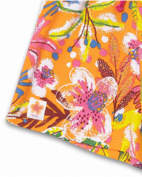 Short en maille orange fille Eco-Safari Short en maille orange fille Eco-Safari
