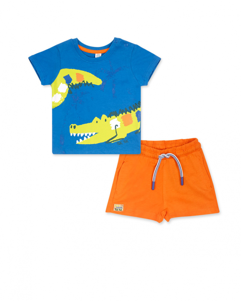 Ensemble tricot bleu orange pour garçon Eco-Safari