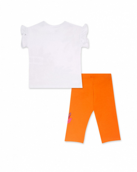 Ensemble tricot blanc orange pour fille Eco-Safari Ensemble tricot blanc orange pour fille Eco-Safari