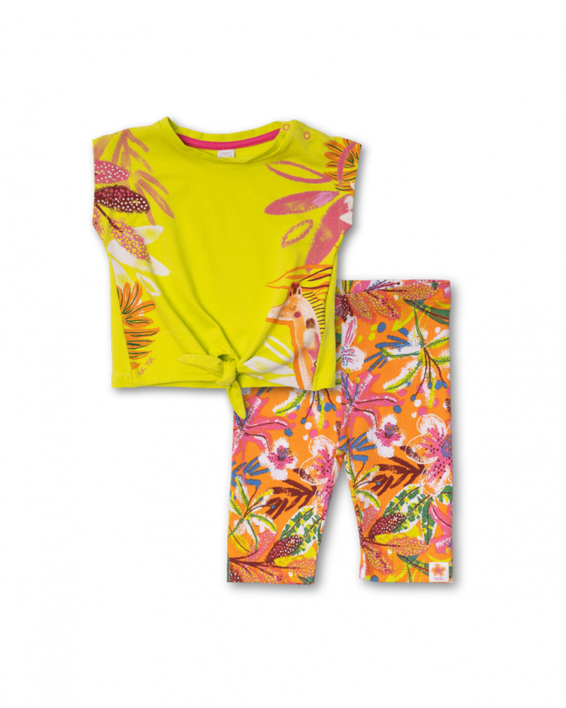 Ensemble tricot jaune orange fille Eco-Safari