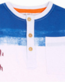 T-shirt blanc en maille à boutons pour garçon Eco-Safari T-shirt blanc en maille à boutons pour garçon Eco-Safari