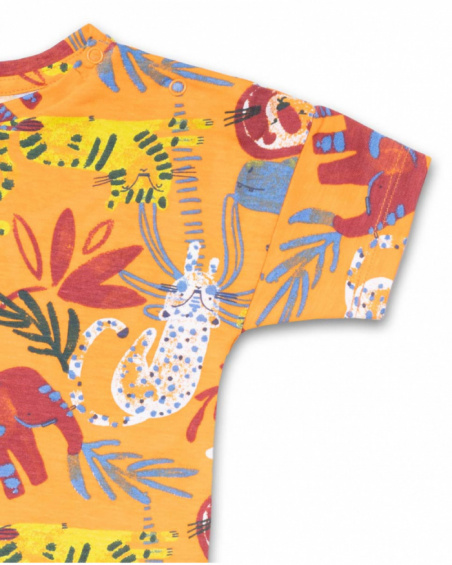 T-shirt en maille orange avec imprimé pour garçon Eco-Safari T-shirt en maille orange avec imprimé pour garçon Eco-Safari