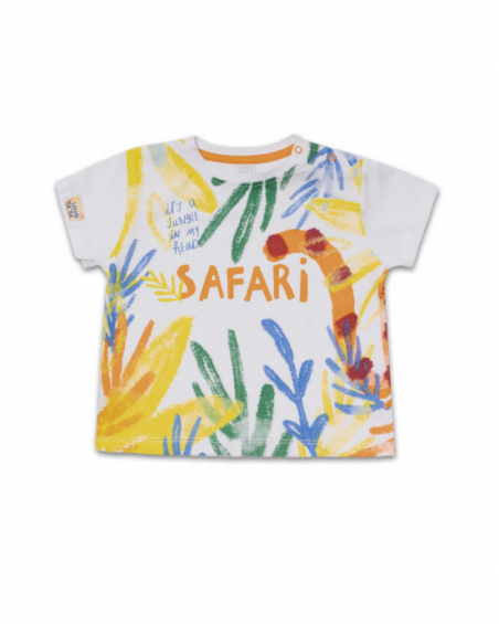 T-shirt blanc en maille pour garçon Eco-Safari T-shirt blanc en maille pour garçon Eco-Safari