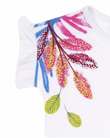 T-shirt capri en maille blanc pour fille Eco-Safari T-shirt capri en maille blanc pour fille Eco-Safari