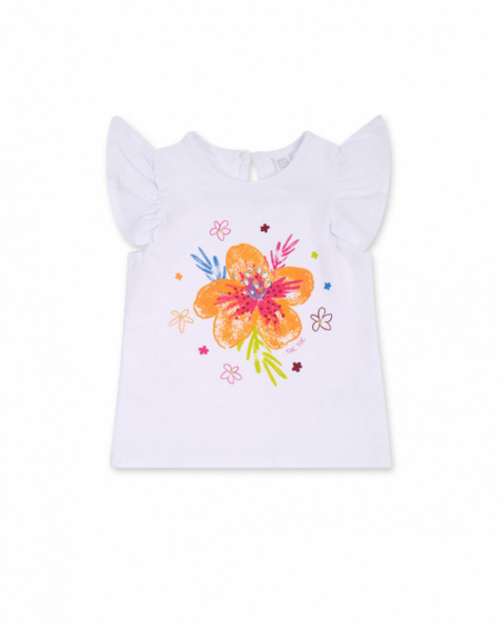T-shirt blanc en maille pour fille Eco-Safari T-shirt blanc en maille pour fille Eco-Safari