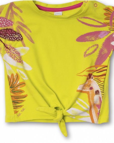 T-shirt en maille jaune pour fille Eco-Safari T-shirt en maille jaune pour fille Eco-Safari