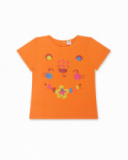 T-shirt en maille orange pour fille Eco-Safari T-shirt en maille orange pour fille Eco-Safari