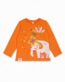 T-shirt long en maille orange pour fille Eco-Safari T-shirt long en maille orange pour fille Eco-Safari