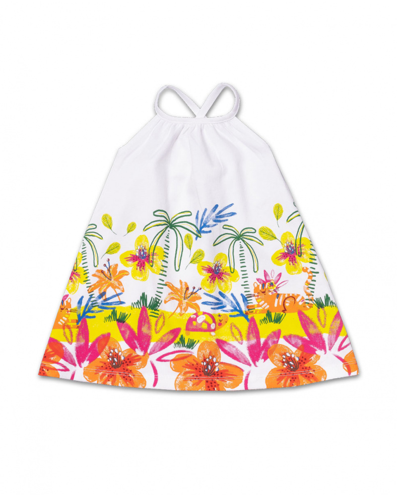 Robe en maille blanche pour fille Eco-Safari