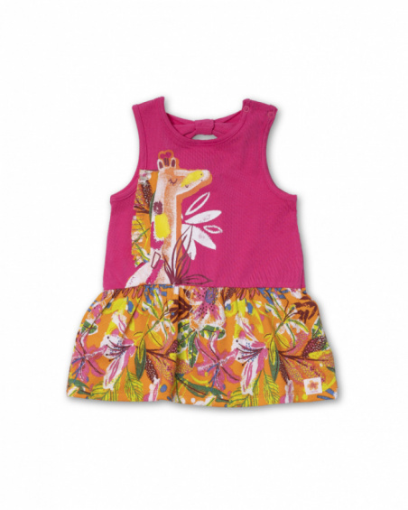 Robe en maille imprimée rose fille Eco-Safari Robe en maille imprimée rose fille Eco-Safari