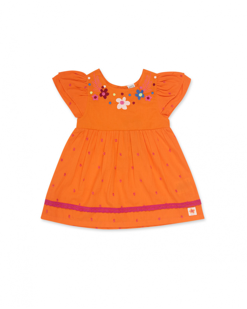 Robe popeline orange pour fille Eco-Safari