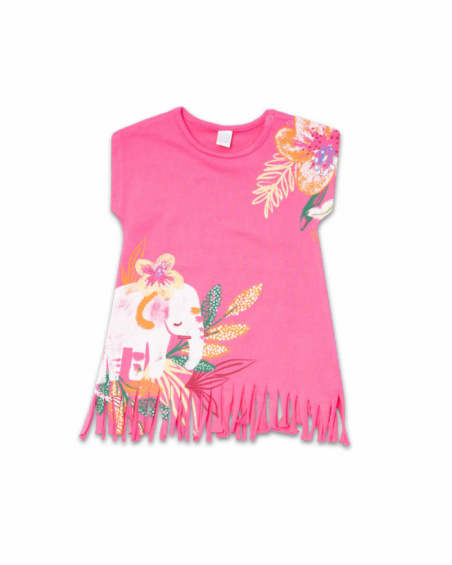 Robe en maille rose pour fille Eco-Safari Robe en maille rose pour fille Eco-Safari