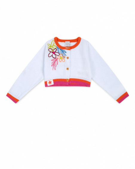 Veste en maille blanche pour fille Eco-Safari Veste en maille blanche pour fille Eco-Safari